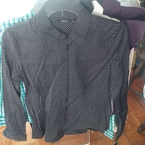 Blk mini polka dot button dwn shirt